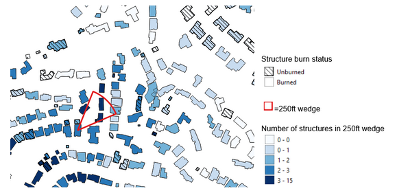 structures in 250ft NE wedge